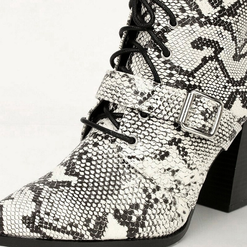 ๐ฅPython Combat Ankle Booties Boots Chunky Heel - Picture 3 of 3